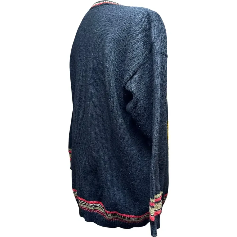 Sue Brett Collection Vintage Tassel Sweater Black Red Gold Silver Medium